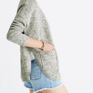 Madewell Skipper Marled Black & White Open Cardigan Slouchy Sweater.